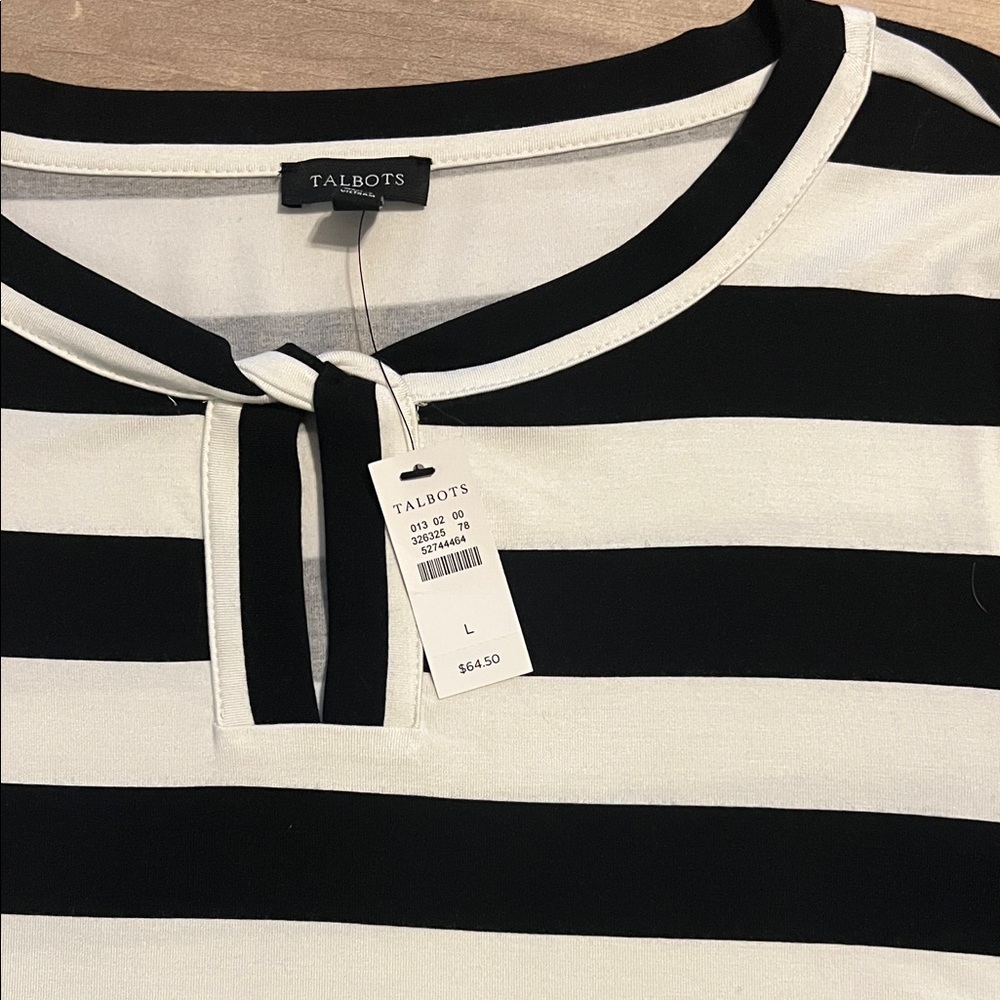 Talbots Black and White Striped Top - Picture 2 of 3